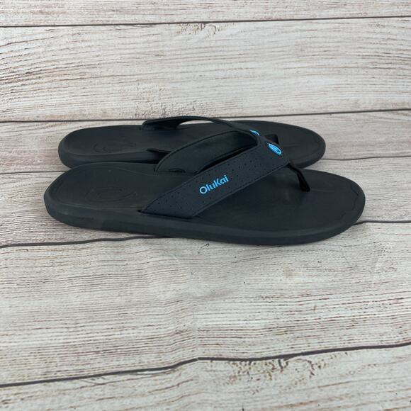 OluKai Ki\'i Mens Sz 11 Beach Flip Flops Sandals Black main image 7